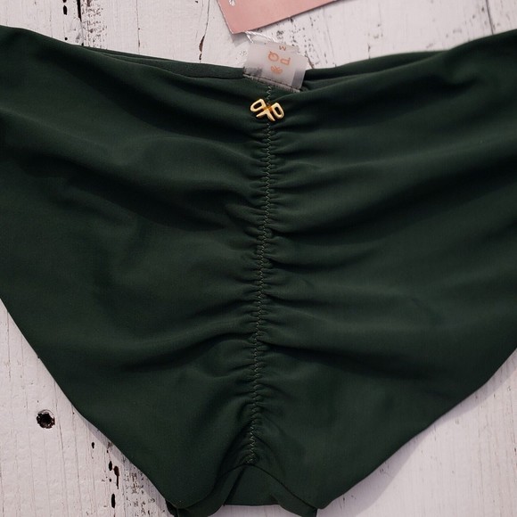 PILYQ Green Envy Basic Ruched Full Bikini Swim Bottoms Women's Size Medium NEW - Picture 8 of 14